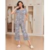 imageEkouaer 2 Pack Womens Pajamas Set Short Sleeve Sleepwear Capri Pants Pjs Soft Loungewear with PocketsNavy Star  Coffee