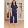 imageEkouaer 2 Pack Womens Pajamas Set Short Sleeve Sleepwear Capri Pants Pjs Soft Loungewear with PocketsNavy Star  Coffee