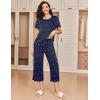imageEkouaer 2 Pack Womens Pajamas Set Short Sleeve Sleepwear Capri Pants Pjs Soft Loungewear with PocketsNavy Star  Coffee