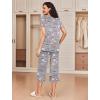imageEkouaer 2 Pack Womens Pajamas Set Short Sleeve Sleepwear Capri Pants Pjs Soft Loungewear with PocketsNavy Star  Coffee