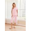 imageEkouaer 2 Pack Womens Pajamas Set Short Sleeve Sleepwear Capri Pants Pjs Soft Loungewear with PocketsPink StripeNavy Dots
