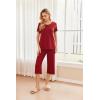 imageEkouaer 2 Pack Womens Pajamas Set Short Sleeve Sleepwear Capri Pants Pjs Soft Loungewear with PocketsRedBlack Star