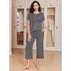 imageEkouaer 2 Pack Womens Pajamas Set Short Sleeve Sleepwear Capri Pants Pjs Soft Loungewear with PocketsRose Print  Grey