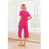 imageEkouaer 2 Pack Womens Pajamas Set Short Sleeve Sleepwear Capri Pants Pjs Soft Loungewear with PocketsRose RedGrey Stars