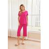 imageEkouaer 2 Pack Womens Pajamas Set Short Sleeve Sleepwear Capri Pants Pjs Soft Loungewear with PocketsRose RedGrey Stars