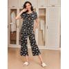 imageEkouaer 2 Pack Womens Pajamas Set Short Sleeve Sleepwear Capri Pants Pjs Soft Loungewear with PocketsWine Red  Floral