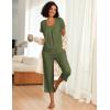 imageEkouaer Pajama Set for Women Short Sleeve Top With Capri Pants Pjs 2 Piece O Neck Loungewear Soft Sleepwear with PocketsArmy Green