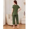 imageEkouaer Pajama Set for Women Short Sleeve Top With Capri Pants Pjs 2 Piece O Neck Loungewear Soft Sleepwear with PocketsArmy Green