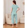 imageEkouaer Pajama Set for Women Short Sleeve Top With Capri Pants Pjs 2 Piece O Neck Loungewear Soft Sleepwear with PocketsBlue Flower