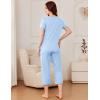 imageEkouaer Pajama Set for Women Short Sleeve Top With Capri Pants Pjs 2 Piece O Neck Loungewear Soft Sleepwear with PocketsBlue White Stars