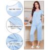 imageEkouaer Pajama Set for Women Short Sleeve Top With Capri Pants Pjs 2 Piece O Neck Loungewear Soft Sleepwear with PocketsBlue White Stars