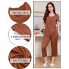 imageEkouaer Pajama Set for Women Short Sleeve Top With Capri Pants Pjs 2 Piece O Neck Loungewear Soft Sleepwear with PocketsBrown