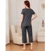 imageEkouaer Pajama Set for Women Short Sleeve Top With Capri Pants Pjs 2 Piece O Neck Loungewear Soft Sleepwear with PocketsDark Grey