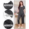 imageEkouaer Pajama Set for Women Short Sleeve Top With Capri Pants Pjs 2 Piece O Neck Loungewear Soft Sleepwear with PocketsDark Grey