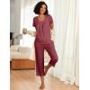 imageEkouaer Pajama Set for Women Short Sleeve Top With Capri Pants Pjs 2 Piece O Neck Loungewear Soft Sleepwear with PocketsDusty Rose