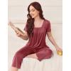 imageEkouaer Pajama Set for Women Short Sleeve Top With Capri Pants Pjs 2 Piece O Neck Loungewear Soft Sleepwear with PocketsDusty Rose
