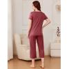 imageEkouaer Pajama Set for Women Short Sleeve Top With Capri Pants Pjs 2 Piece O Neck Loungewear Soft Sleepwear with PocketsDusty Rose