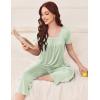 imageEkouaer Pajama Set for Women Short Sleeve Top With Capri Pants Pjs 2 Piece O Neck Loungewear Soft Sleepwear with PocketsGossamer Green