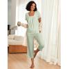 imageEkouaer Pajama Set for Women Short Sleeve Top With Capri Pants Pjs 2 Piece O Neck Loungewear Soft Sleepwear with PocketsGossamer Green
