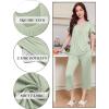 imageEkouaer Pajama Set for Women Short Sleeve Top With Capri Pants Pjs 2 Piece O Neck Loungewear Soft Sleepwear with PocketsGossamer Green