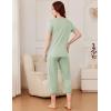 imageEkouaer Pajama Set for Women Short Sleeve Top With Capri Pants Pjs 2 Piece O Neck Loungewear Soft Sleepwear with PocketsGossamer Green