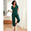 imageEkouaer Pajama Set for Women Short Sleeve Top With Capri Pants Pjs 2 Piece O Neck Loungewear Soft Sleepwear with PocketsGreen