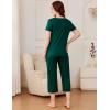 imageEkouaer Pajama Set for Women Short Sleeve Top With Capri Pants Pjs 2 Piece O Neck Loungewear Soft Sleepwear with PocketsGreen