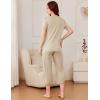imageEkouaer Pajama Set for Women Short Sleeve Top With Capri Pants Pjs 2 Piece O Neck Loungewear Soft Sleepwear with PocketsKhaki