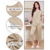 imageEkouaer Pajama Set for Women Short Sleeve Top With Capri Pants Pjs 2 Piece O Neck Loungewear Soft Sleepwear with PocketsKhaki