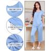 imageEkouaer Pajama Set for Women Short Sleeve Top With Capri Pants Pjs 2 Piece O Neck Loungewear Soft Sleepwear with PocketsLight Blue