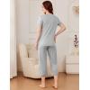 imageEkouaer Pajama Set for Women Short Sleeve Top With Capri Pants Pjs 2 Piece O Neck Loungewear Soft Sleepwear with PocketsLight Grey