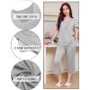 imageEkouaer Pajama Set for Women Short Sleeve Top With Capri Pants Pjs 2 Piece O Neck Loungewear Soft Sleepwear with PocketsLight Grey