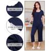 imageEkouaer Pajama Set for Women Short Sleeve Top With Capri Pants Pjs 2 Piece O Neck Loungewear Soft Sleepwear with PocketsNavy Blue