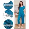 imageEkouaer Pajama Set for Women Short Sleeve Top With Capri Pants Pjs 2 Piece O Neck Loungewear Soft Sleepwear with PocketsPeacock Blue