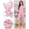 imageEkouaer Pajama Set for Women Short Sleeve Top With Capri Pants Pjs 2 Piece O Neck Loungewear Soft Sleepwear with PocketsPink Flower