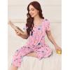 imageEkouaer Pajama Set for Women Short Sleeve Top With Capri Pants Pjs 2 Piece O Neck Loungewear Soft Sleepwear with PocketsPink Flower