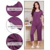 imageEkouaer Pajama Set for Women Short Sleeve Top With Capri Pants Pjs 2 Piece O Neck Loungewear Soft Sleepwear with PocketsPurple