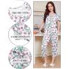 imageEkouaer Pajama Set for Women Short Sleeve Top With Capri Pants Pjs 2 Piece O Neck Loungewear Soft Sleepwear with PocketsPurple Flower