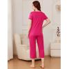 imageEkouaer Pajama Set for Women Short Sleeve Top With Capri Pants Pjs 2 Piece O Neck Loungewear Soft Sleepwear with PocketsRose Red