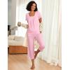 imageEkouaer Pajama Set for Women Short Sleeve Top With Capri Pants Pjs 2 Piece O Neck Loungewear Soft Sleepwear with PocketsVeiled Rose