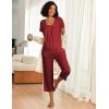 imageEkouaer Pajama Set for Women Short Sleeve Top With Capri Pants Pjs 2 Piece O Neck Loungewear Soft Sleepwear with PocketsWine Red
