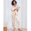 imageEkouaer Silk Satin Pajamas 2 Piece Long Sleeve V Neck Shirt with Pants Pj Sets Silky Sleepwear Loungewear for WomenChampagne