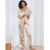 imageEkouaer Silk Satin Pajamas 2 Piece Long Sleeve V Neck Shirt with Pants Pj Sets Silky Sleepwear Loungewear for WomenKhaki