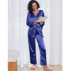 imageEkouaer Silk Satin Pajamas 2 Piece Long Sleeve V Neck Shirt with Pants Pj Sets Silky Sleepwear Loungewear for WomenNavy Blue