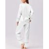 imageEkouaer Silk Satin Pajamas 2 Piece Long Sleeve V Neck Shirt with Pants Pj Sets Silky Sleepwear Loungewear for WomenWhite
