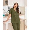 imageEkouaer Women Pajamas Set Short Sleeve Button Down Sleepwear Soft Pjs Loungewear Pants Set SXXLArmy Green