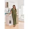 imageEkouaer Women Pajamas Set Short Sleeve Button Down Sleepwear Soft Pjs Loungewear Pants Set SXXLArmy Green