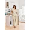 imageEkouaer Women Pajamas Set Short Sleeve Button Down Sleepwear Soft Pjs Loungewear Pants Set SXXLBeige
