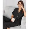 imageEkouaer Women Pajamas Set Short Sleeve Button Down Sleepwear Soft Pjs Loungewear Pants Set SXXLBlack