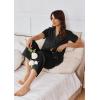 imageEkouaer Women Pajamas Set Short Sleeve Button Down Sleepwear Soft Pjs Loungewear Pants Set SXXLBlack